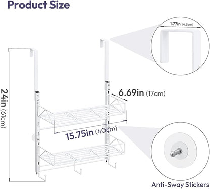 SWTYMIKI Over Door Hat Organizer - 3 Tier Wall Mounted Hat Rack with 2 Adjustable Metal Basket and 3 Hooks, Hanging Baseball Cap Organizer Storage Holds up to 29 Caps for Door, Bedroom, Closet