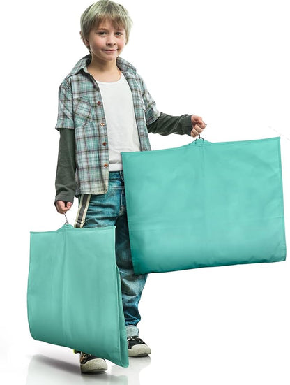 Univivi Dance Costume Bags Garment Bag 40 Inch Hanging Clothes for Dance Competitions, with 3 Medium Clear Zipper Pockets for Dance Costumes, Closet Storage (Green)