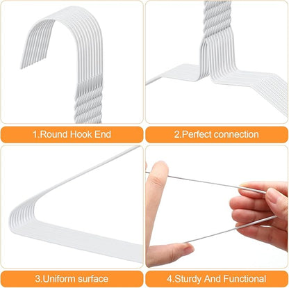 Yuntau 60 Pcs Wire Hangers Bulk 17.7" Dry Cleaner Hangers, Suit Holders for Home Caped Clothing (White)