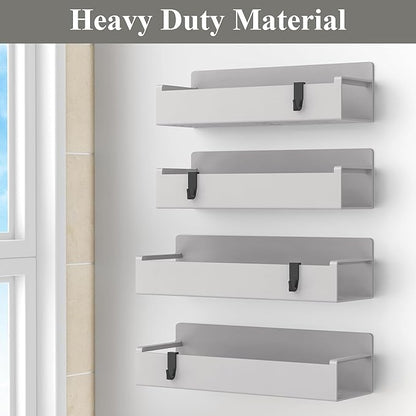 HuggieGems 4 Pack Magnetic Spice Rack Organizer for Refrigerator and Oven, Light Grey Fridge Organizers and Storage for Kitchen