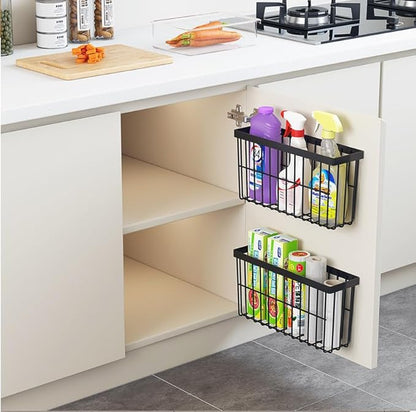 Kitchen Cabinet Door Storage Box, Self Adhesive Wall Mounted,Wardrobe/Bathroom/Refrigerator Small Items Organizer,Oil bottle/Seasoning storage (3 Piece)