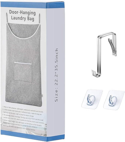 SAVERHO X-Large Door Hanging Hamper Bag,2 Pack Large Capacity Hanging Laundry Hamper Basket with Wide Opening Dirty Clothes Laundry Hamper Storage Bag Size 35X22inch(Grey-2Pack)
