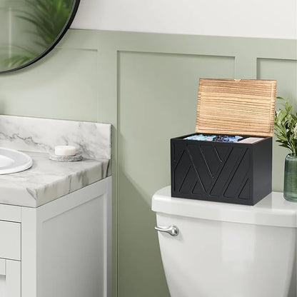 Tampon Holder for Bathroom Decor, Feminine Product Organizer With Lid, Shark Week Storage, Wood Pad Box for Toilet, Bathroom Accessories for Girl Stuff