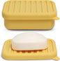 Superior Leak-Proof Silicone Travel Soap Case with Drainage Lid/Layer, Compact Bar Soap Container, Durable Soap Holder for Camping, Gym, and Travel Size Toiletries (Butter-Yellow)