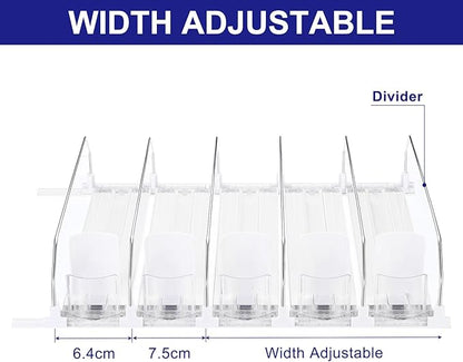 uxcell 5pcs Soda Can Organizer for Refrigerator, Self-Pushing Drink Organizer for Fridge, Width Adjustable Drink Dispenser Beverage Pusher For Pantry Vending Machine, White