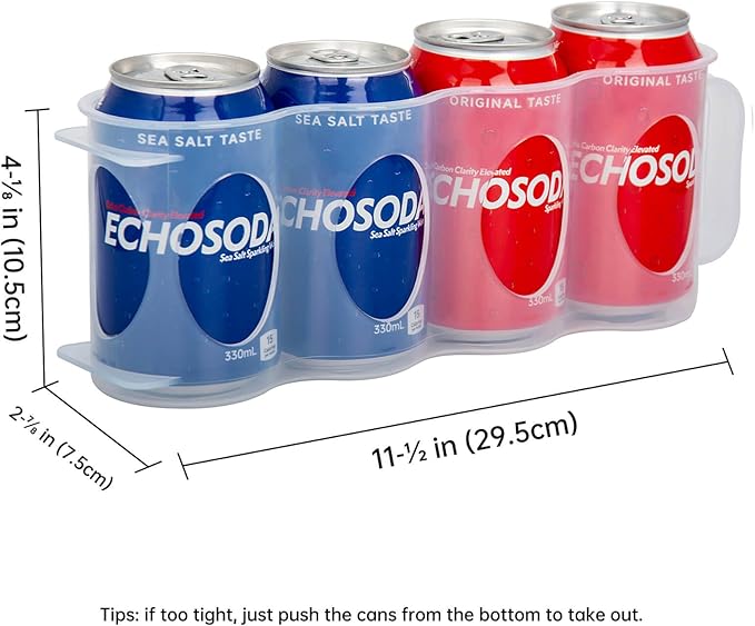 Portable Soda Can Organizer for Refrigerator Shelf, Beer Can Holder, Fridge Storage Sliding Rack, Clear Plastic 2 Pack