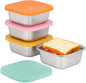 4 Pack Sandwich Containers: 30oz Stainless Steel Lunch Box with Silicone Lids, Meal Prep Container Reusable Metal Sandwiches Food Storage for Kitchen & Office Salad Snacks Fruits