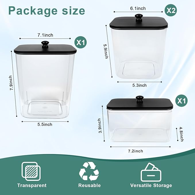 POLRAI 4 Pack Laundry Pod Containers and Dryer Sheet Holder with Bamboo Lids and Labels Laundry Room Organization Containers for Scent Booster Powder Detergent Pods Storage