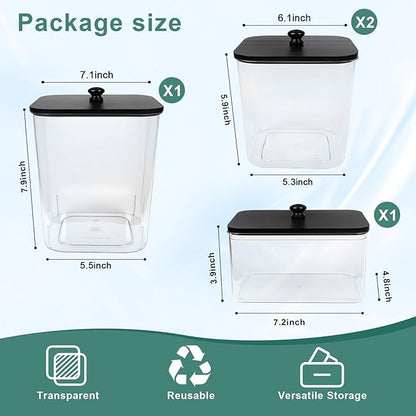 POLRAI 4 Pack Laundry Pod Containers and Dryer Sheet Holder with Bamboo Lids and Labels Laundry Room Organization Containers for Scent Booster Powder Detergent Pods Storage