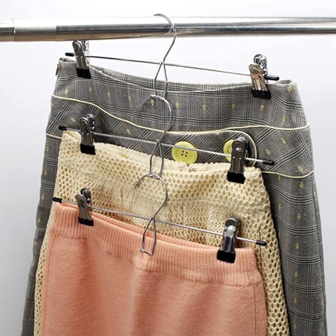 Tosnail 15 Pack Stackable Skirt Pants Clothes Hangers with Non-Slip Clips, Add-On Hangers, Cascading Hangers Space Saving Closet Organizer