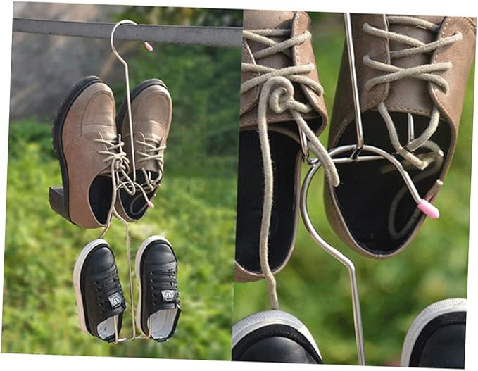 PRETYZOOM Shoe Drying Rack Set Over The Door Organizer 2pcs Stainless Steel Hangers for Shoes Drying Rack