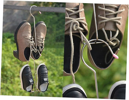 PRETYZOOM Shoe Drying Rack Set Over The Door Organizer 2pcs Stainless Steel Hangers for Shoes Drying Rack