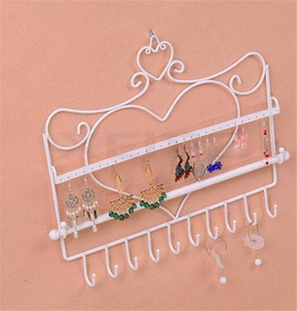 Wall Hanging Jewelry Organizer Holder, 28 Hooks Bracelet Earrings Wall Metal Shelf Necklace Hanger (Pink)