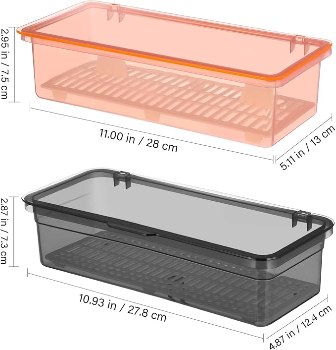 Alipis 2Pcs Plastic Cutlery Organizer with Lid Food-grade Utensil Storage Box for Kitchen Countertop Includes Drain Board for Quick Drying for Spoons Forks and Chopsticks