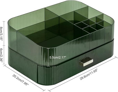 Makeup Organizer With Large Capacity, Cosmetics Organizer for Bedroom and Bathroom Vanity Countertops, Huge Capacity Cosmetic Storage Box for Skincare Cream Perfume Lipstick Dresser Counter-Green