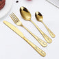 Custom Engraved Cutlery,Customized Tableware Set With Gift box, Personalized Lettering Name Fork/Knife/Spoon Stainless Steel Cutlery, Customized Gifts For Mama Nana Papa. (Gold)
