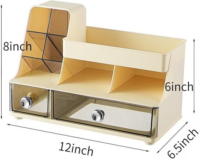 Makeup Organizer with Drawers for Vanity,Bathroom Countertop Organizer with Brushes Holder,Skincare Storage Organizer,Perfect Cosmetic Display Case for Your Beauty Essential