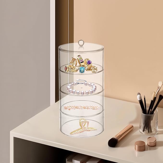 4-Layer Acrylic Belt Organizer – Transparent Closet & Drawer Storage Box for Belts, Jewelry, Watches, and Accessories