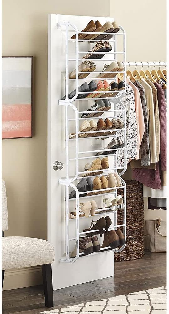 Whitmor Over The Door Shoe Rack, 36 Pair, White