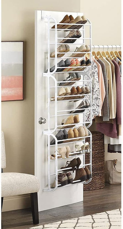 Whitmor Over The Door Shoe Rack, 36 Pair, White