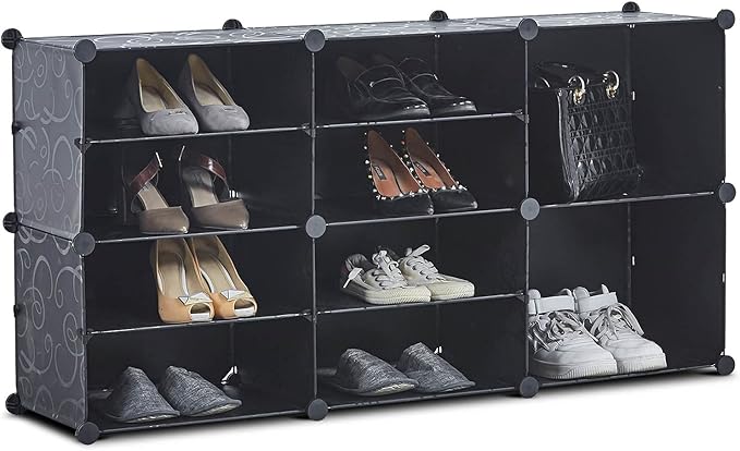 Portable Shoe Rack Organizer, 4 Tier Storage Shoe Cabinet for 18 Pair, Shoe Organizer for Heels, Boots, Slippers