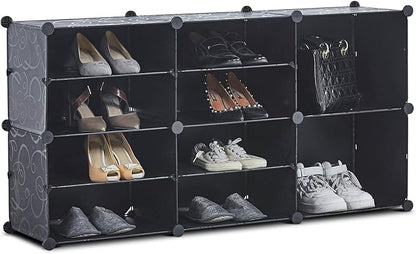 Portable Shoe Rack Organizer, 4 Tier Storage Shoe Cabinet for 18 Pair, Shoe Organizer for Heels, Boots, Slippers
