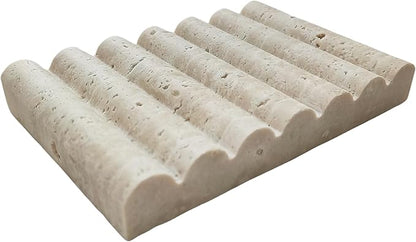 Travertine Soap Dish, Marble Self Draining Soap Holder, Sponge Holder for Bathroom, Sink, Kitchen, Jewelry Ring Dish (Beige), MSD100