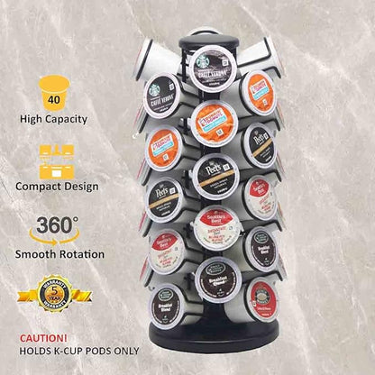 BLACKSMITH FAMILY K Cup Holders,K Cup Holder, K Cups Holder,K Cup Carousel, Coffee Pods Holder Storage Organizer Stand,No Assembly Required,Black (Holds 40 Pods/Heavy Duty Base)