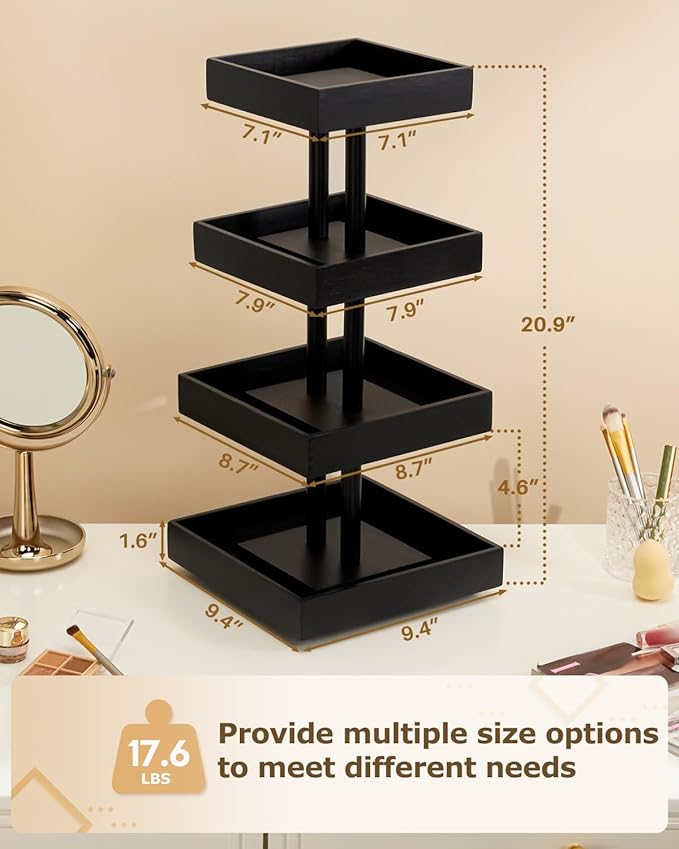 Homde Nail Polish Organizer for 86-123 Bottles, 360 Rotating Nail Polish Rack Holder, Display Storage Shelf for Fingernail Stand and Essential Oil, Gifts for Women Girls- Bamboo,Black