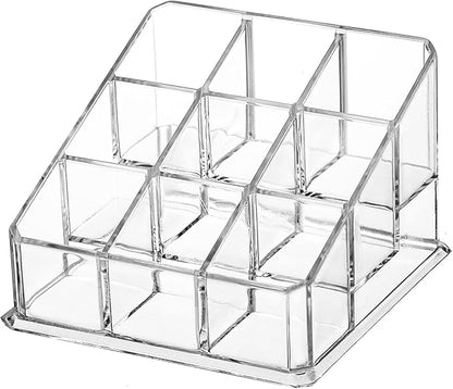Foraineam 6 Pack Lipstick Holder Organizer, 9 Spaces Clear Lip Stick Storage Stand Container, Small Cosmetic Beauty Makeup Display Cases for Lipsticks, Lipgloss, Brushes, Bottles