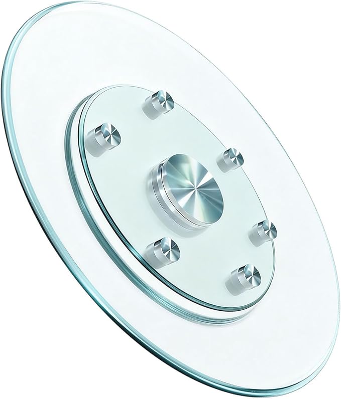 40" Glass Lazy Susan for Dining Table, Glass Turntable Table Centerpiece with 6 Rotating Wheels, 360° Smooth and Silent Spin Tabletop Rotating Tray, for Family Gatherings, Banquets, Weddings, 102 cm