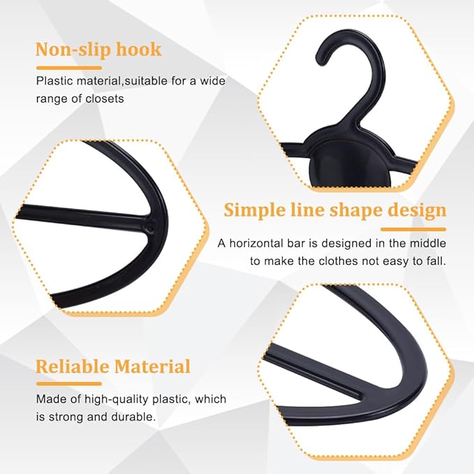 AHANDMAKER 10 Pcs Black Scarf Hanger, Oval Scarf Hanger Ring Tie Scarf Holder Organizer Space Saving Plastic Hanging Scarf Hanger, for Shop Home Scarves Headscarves Sorting Storaging, 8.7 Inch