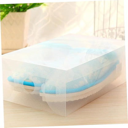 6pcs Shoe Storage Boxes with Flip Lid Large 33x20x12cm White Plastic Shoe Organizers for Home Closet Space Saving and Stackable
