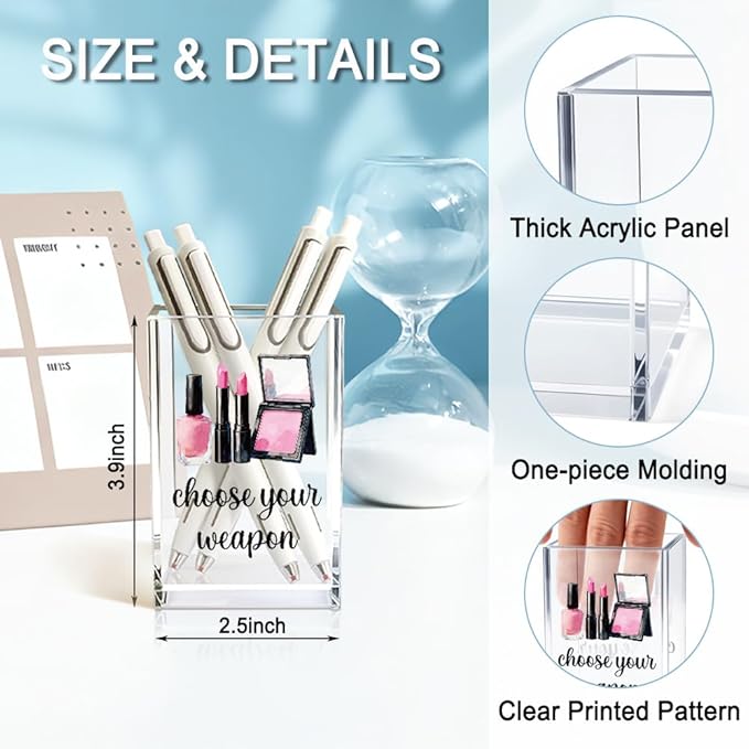 Choose Your Weapon Acrylic Cosmetic Holder, Funny Makeup Brush Organizer Gifts for Cosmetologist Makeup Lover Women Girls, Christmas Birthday Gifts for Daughter Niece Sister BFF