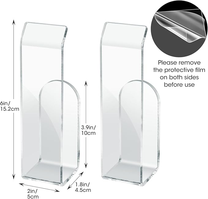 NiHome Clear Acrylic Hat Racks for Baseball Caps, Removable No-Drill Hat Holder Storage Organizer with Nano Adhesive Tape, Hat Hanger for Door, Bedroom & Closet, 2-Pack