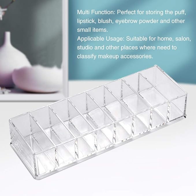 2 Pcs Clear Acrylic Compact Organizer Blushes Highlighters Eyeshadow Makeup Organizer, 8 Spaces