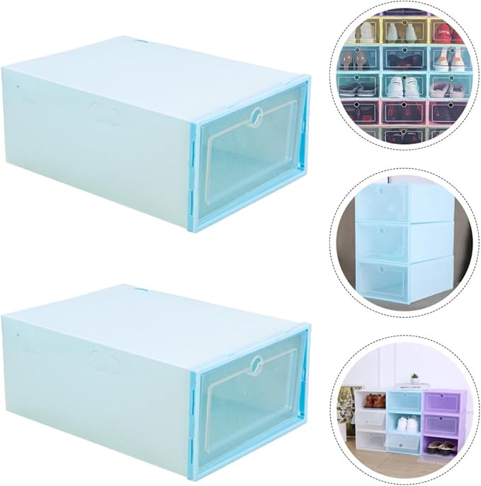 Gatuida Plastic Shoe Box Organizer 6-Piece Stackable Drawer-Type Storage Container for Shoes Dustproof and Easy Access for Closet Organization
