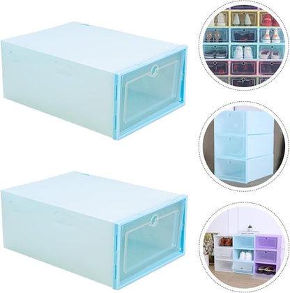 Gatuida Plastic Shoe Box Organizer 6-Piece Stackable Drawer-Type Storage Container for Shoes Dustproof and Easy Access for Closet Organization