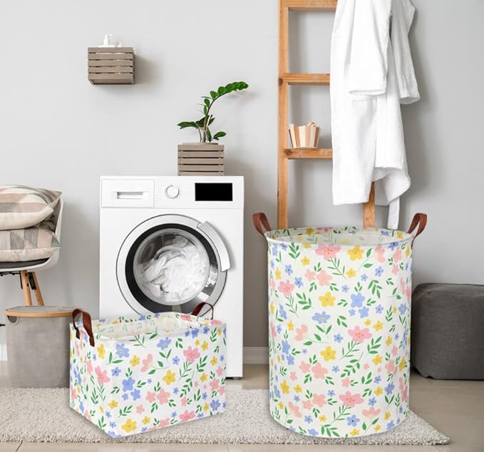 Girls Laundry hamper Baby Girl Hamper Kids Toy Storage Organizer Bins Gift Basket for Bedroom Decor(Flowers)