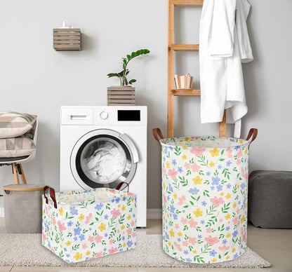 Girls Laundry hamper Baby Girl Hamper Kids Toy Storage Organizer Bins Gift Basket for Bedroom Decor(Flowers)