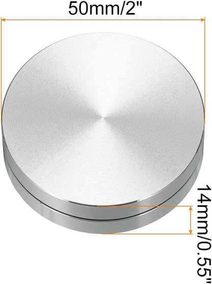 MECCANIXITY 2inch Rotating Swivel Stand with Steel Ball Bearings Annular Lazy Susan Base Turntable for Kitchen Corner Cabinets, Annular 0.55inch Silver