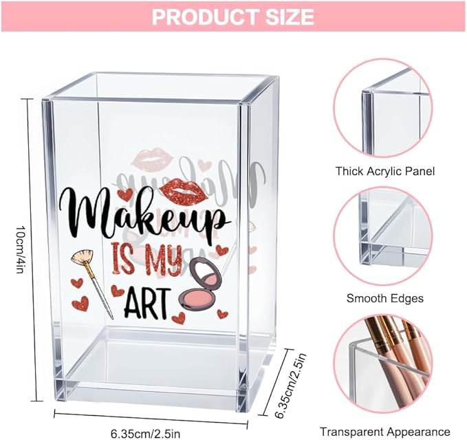 Makeup Is My Art Acrylic Makeup Brush Organizer Holder, Makeup Artist Pencil Storage Organizer, Christmas Birthday Gifts Women Mom Aunt Sister Make Up Artist, Beauty Salon Gift for Woman