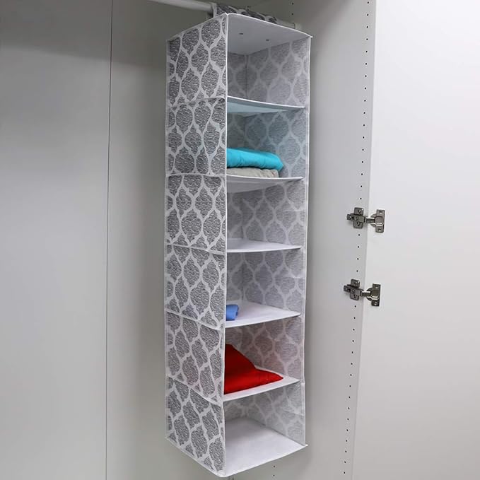 Home Basics Arabesque Non-Woven Closet Storage (2, 6 Shelf Hanging Closet Organizer)