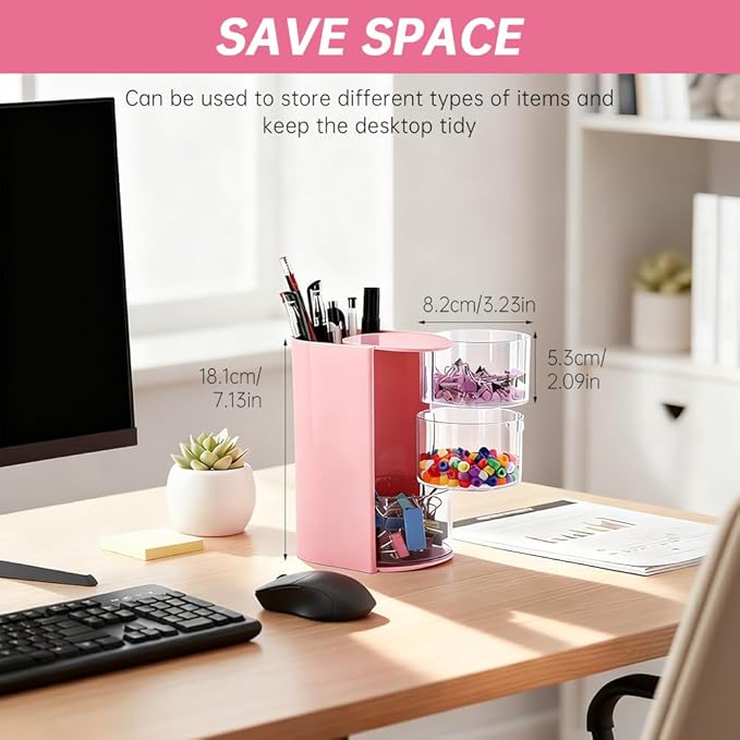 3-Layer Hair Accessories Organizer with Hair Brushes Holder,Rotatable Drawer Makeup Sponge Holder for Necklaces, Earring,Ring,Makeup Brushes,Hairs Clip ﻿