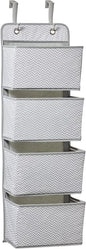 4 Pocket Hanging Door Organizer, Gray White Chevron, Nursery & Closet Storage, Home Essential