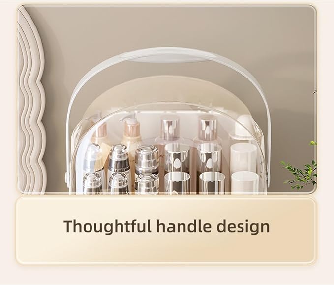 Makeup Organizer, Skincare Organizers with Clear Lid & 2 Drawers and 360° Rotating Brush Holder