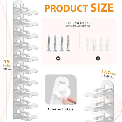 2 Pack Hat Hook Organizer for Baseball Caps, Hat Hanger Holder for 20 Caps, Wall Hat Rack with Strong Adhesive, Multilayer Cap Storage Hooks for Closet Door and Bedroom (Style B-White)