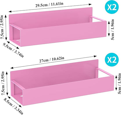 HuggieGems 4 Pack Magnetic Spice Storage Rack Organizer for Refrigerator and Oven, Pink Fridge Organizers and Storage