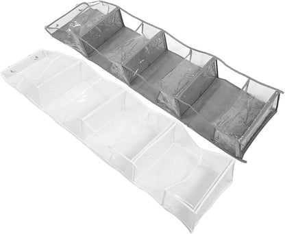 2Pcs Over The Door Handbag Organizer Multi Purpose Hanging Pocket Storage for Home Office School and Space Saving Design with Compartments White Grey