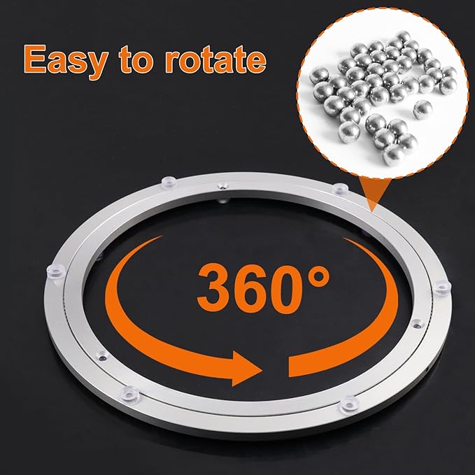 2 Pack 12 Inch Aluminium Alloy Turntable Bearing, Heavy Duty Swivel Turntables Lazy Susan for Round Dining Table, 12" Smooth Swivel Turntable for Lazy Susan Dining Table